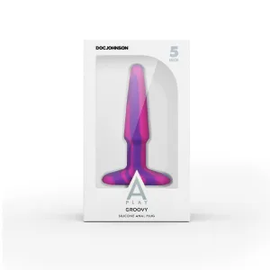 A-Play Groovy Silicone Anal Plug 5 in. Multi-Colored, Pink