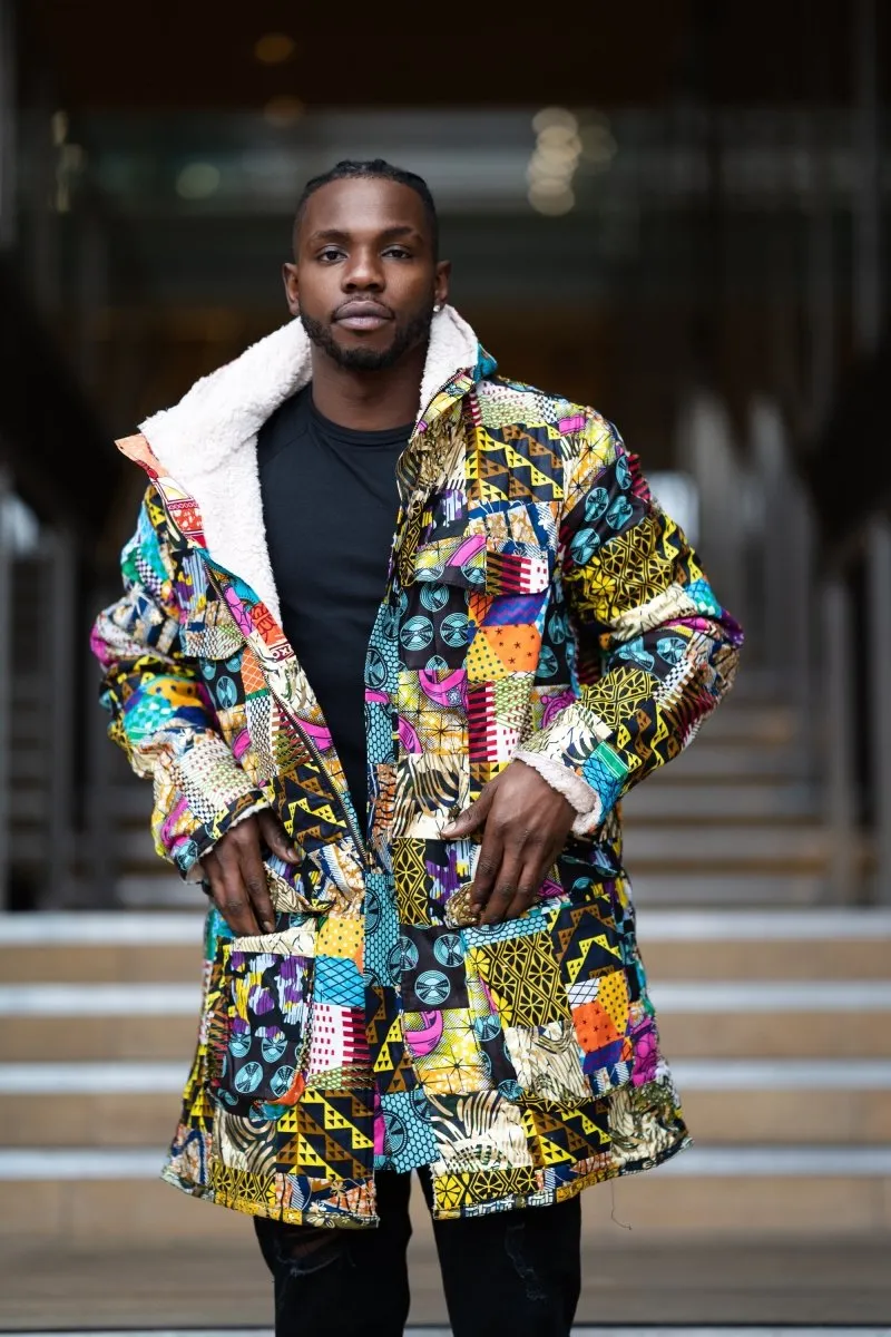 African Winter Coat in Patchwork