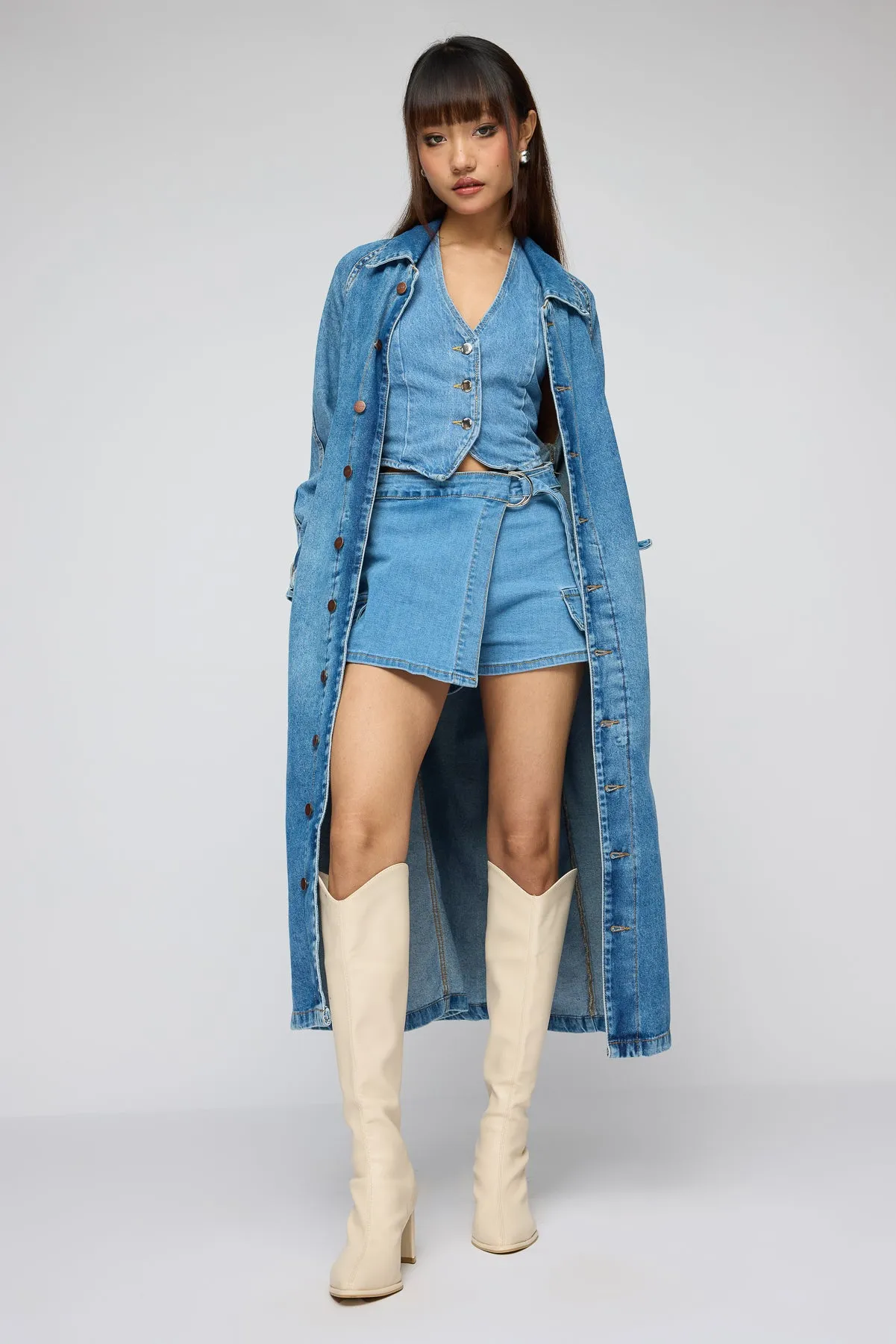 Basic Blue Denim Trenchcoat