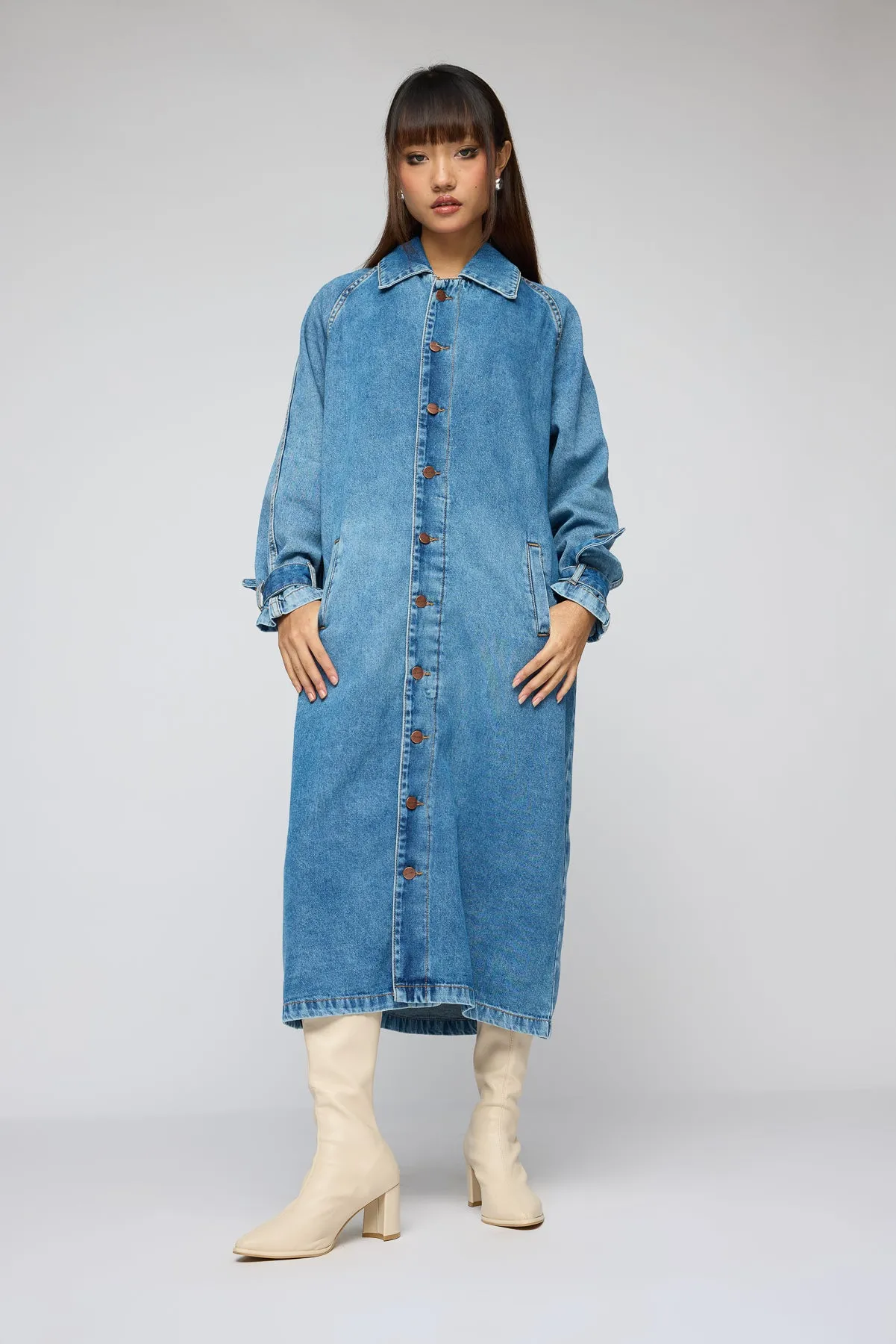 Basic Blue Denim Trenchcoat