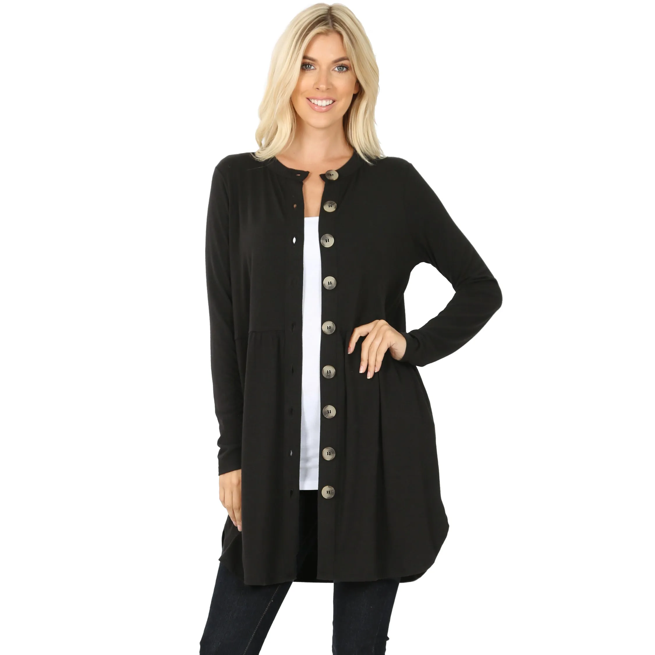 Best Deal Yet Shirred Waist Cardigan - Black