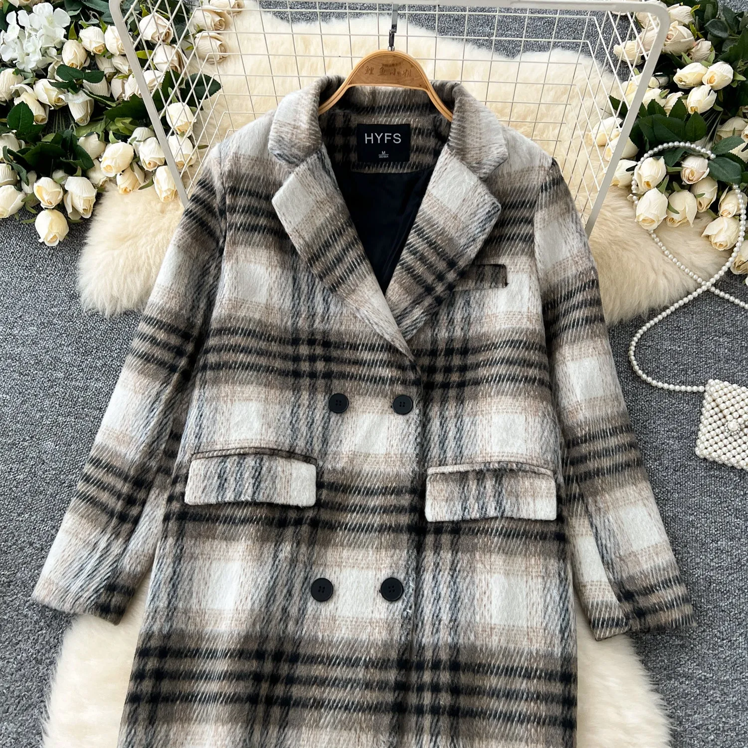 British Style Plaid Thermal Trench Coat