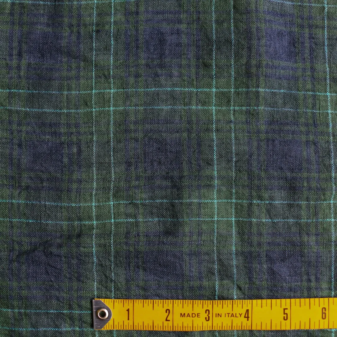 Byron Check Navy/Bottle Linen Gauze