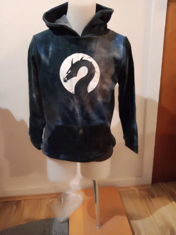 Cotton Navy tie-dye Dragon hoodie