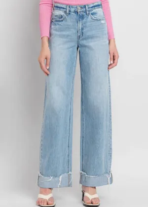 Cuffed Super High Rise Baggy Wide Leg Denim