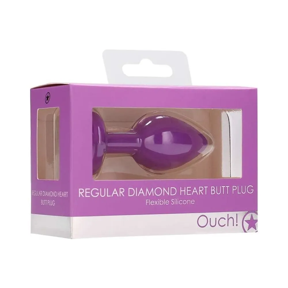 Diamond Heart Butt Plug Regular - Purple