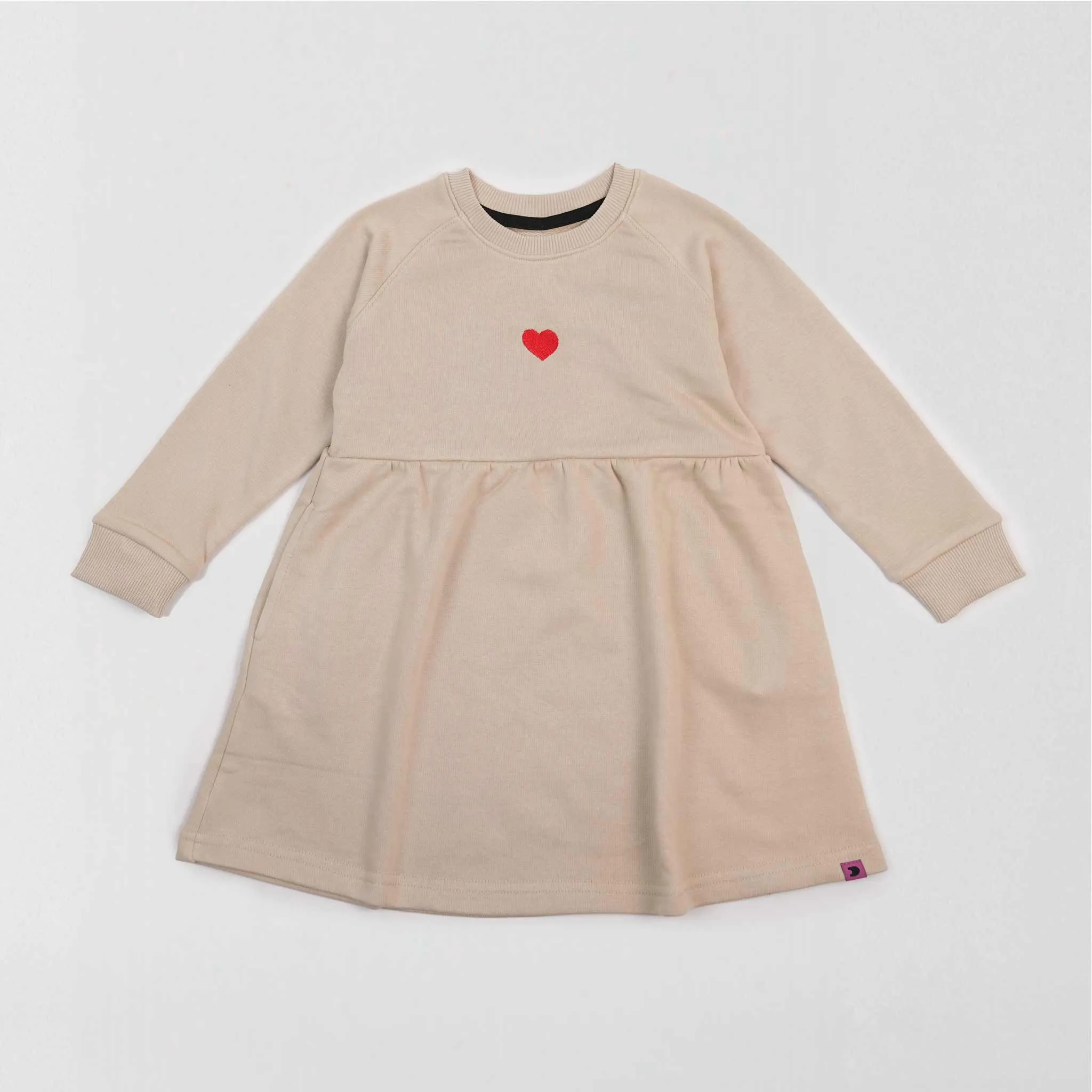 Embroidered Heart Long Sleeve Pocket Dress