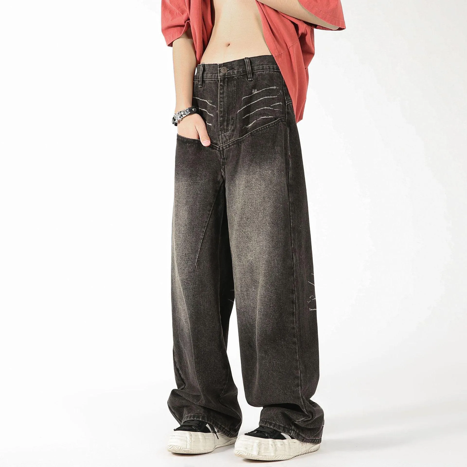 Fashion Men's Straight Loose Wide-leg Pants