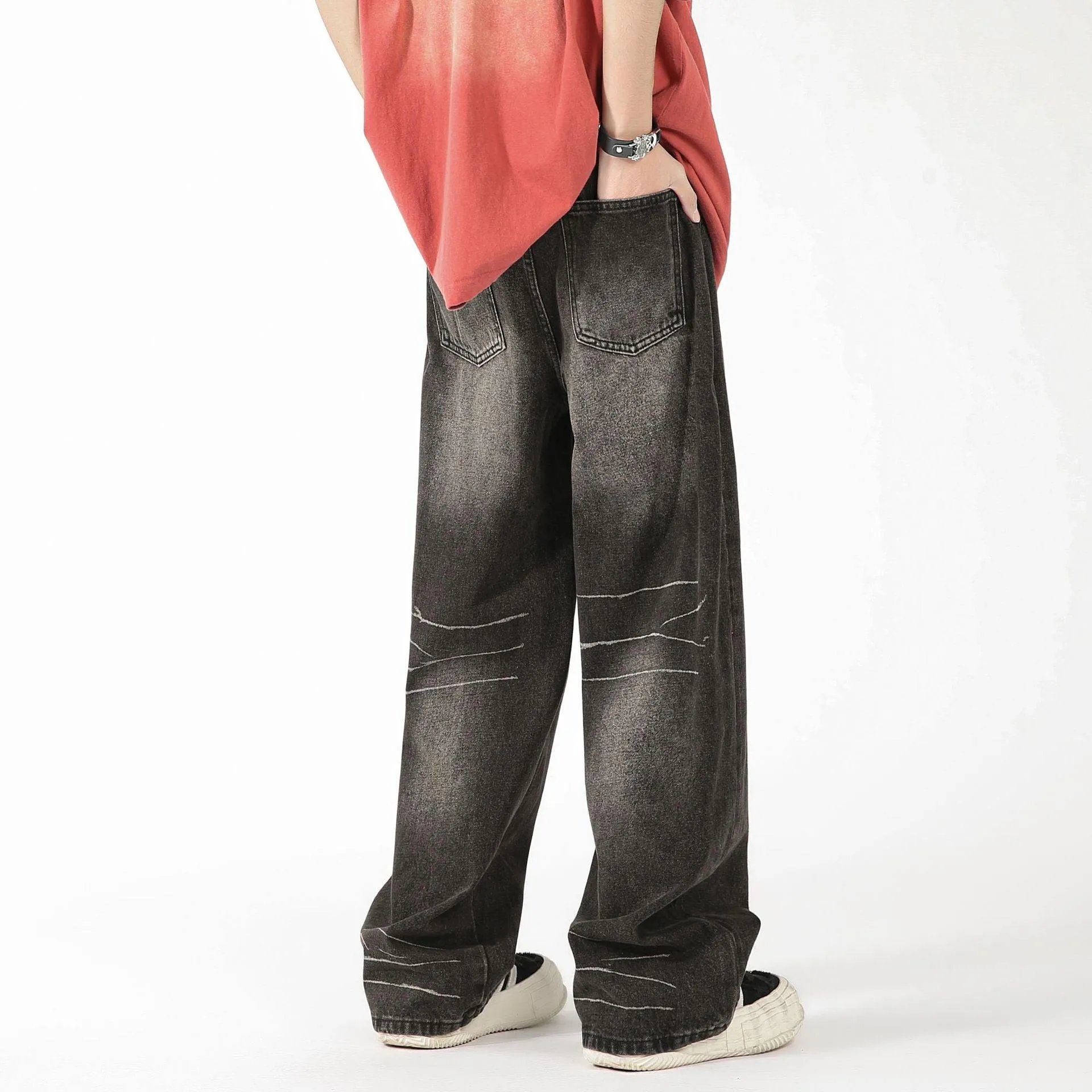 Fashion Men's Straight Loose Wide-leg Pants