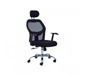 Flexible Black Home Office Chair With Black Arms And 5-Wheeler Base