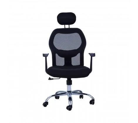 Flexible Black Home Office Chair With Black Arms And 5-Wheeler Base