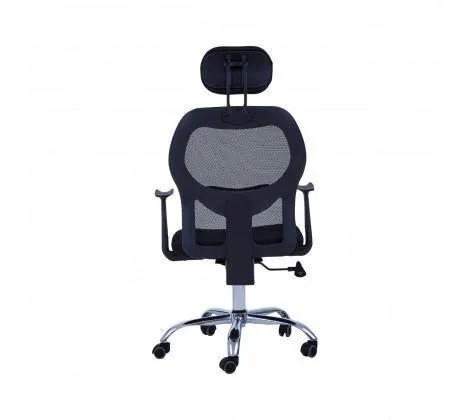 Flexible Black Home Office Chair With Black Arms And 5-Wheeler Base