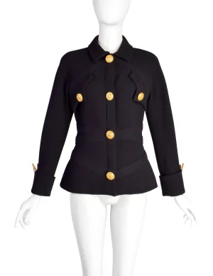 Gianni Versace Couture Vintage AW1992 'Miss S&M' Collection Western Inspired Black Wool Jacket