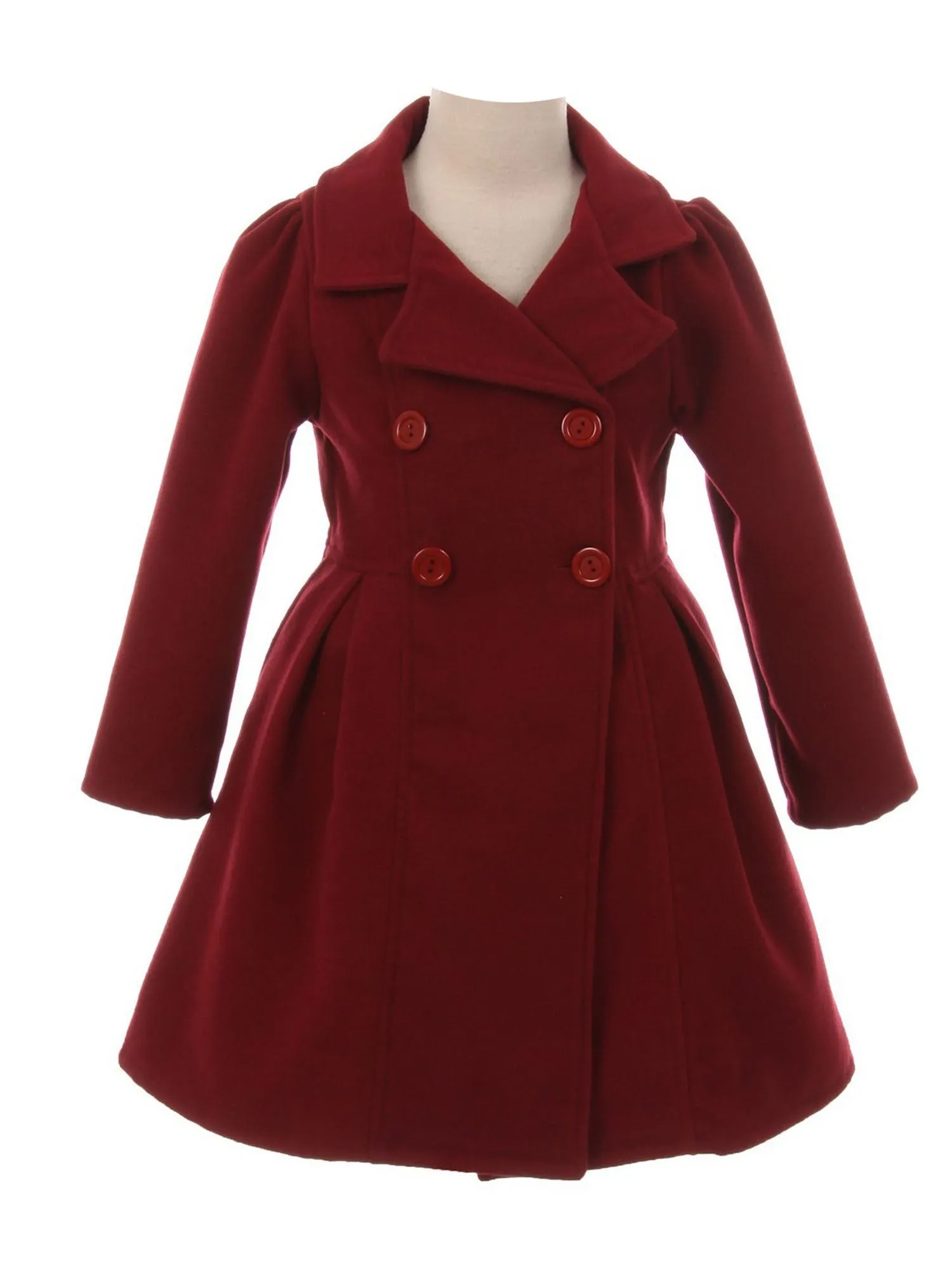 Girls Long Sleeve Button Up Winter Dress Coat 2T-16