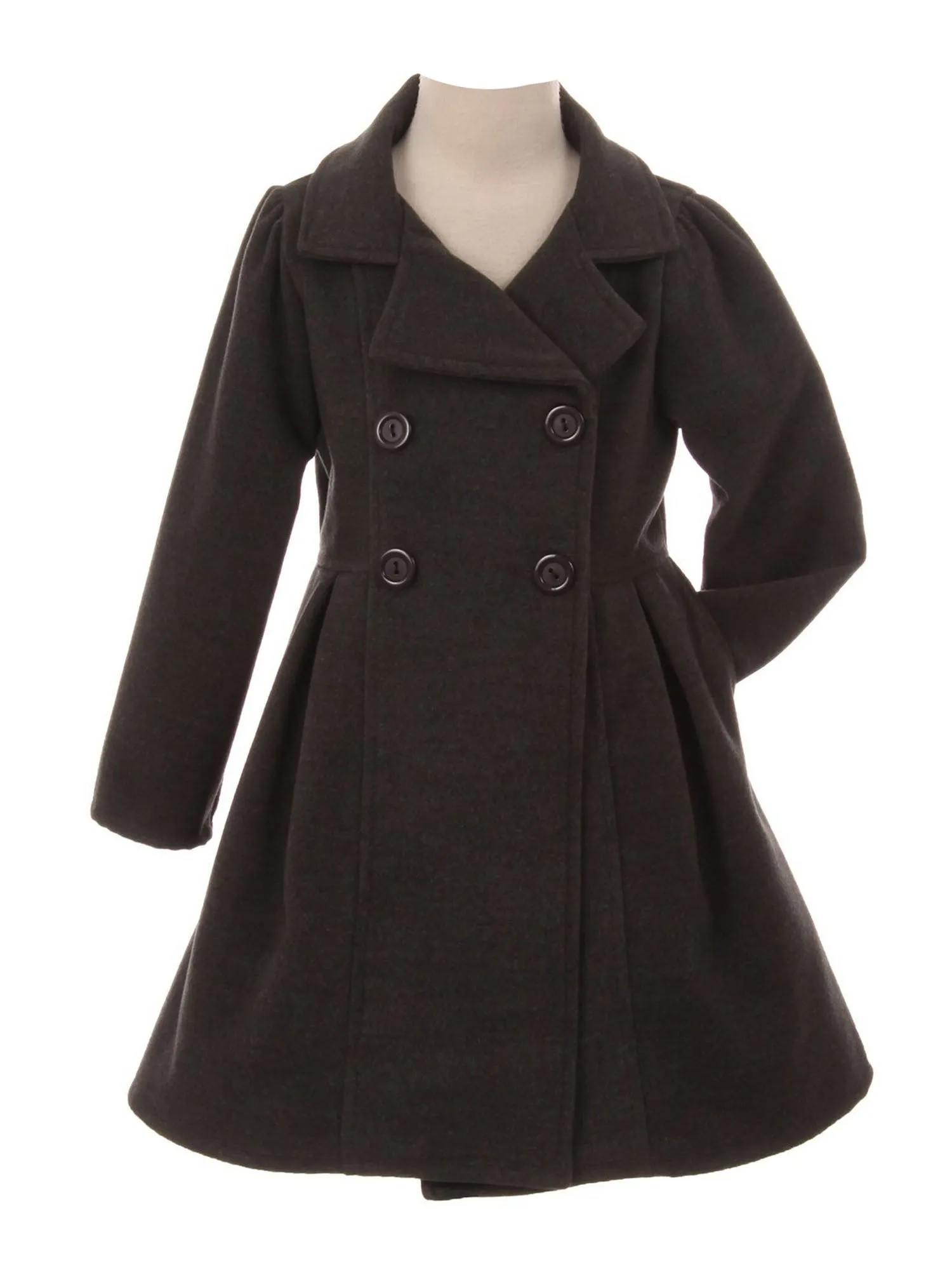 Girls Long Sleeve Button Up Winter Dress Coat 2T-16