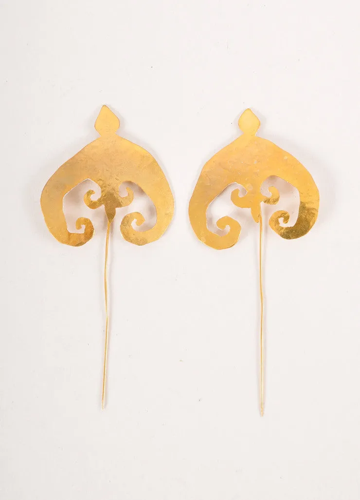 Gold Toned Sculptural Stick Pins