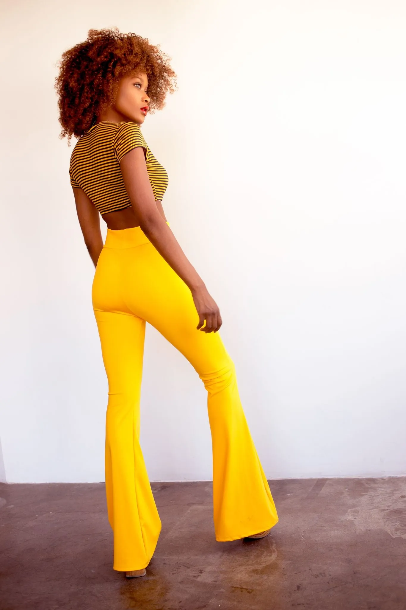 Highwaist Bell Bottom Pants in Yellow