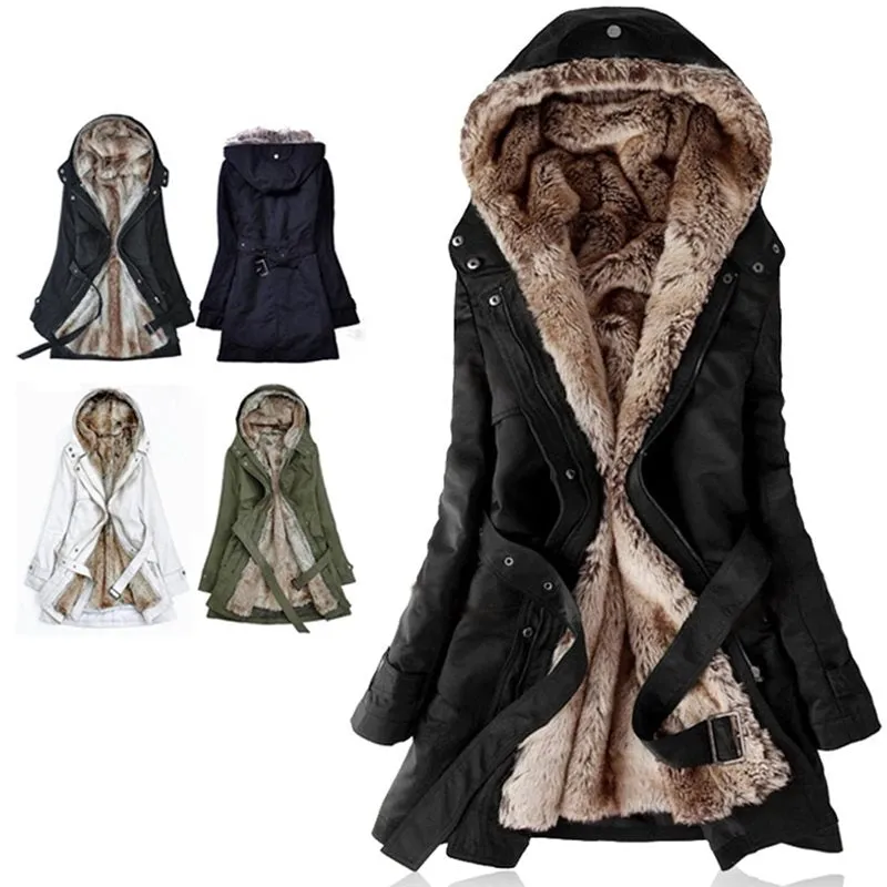 Hot Goth Winter Jacket Coat button Fur Jacket Warm Long Sleeve Goth Parka Plush Overcoat