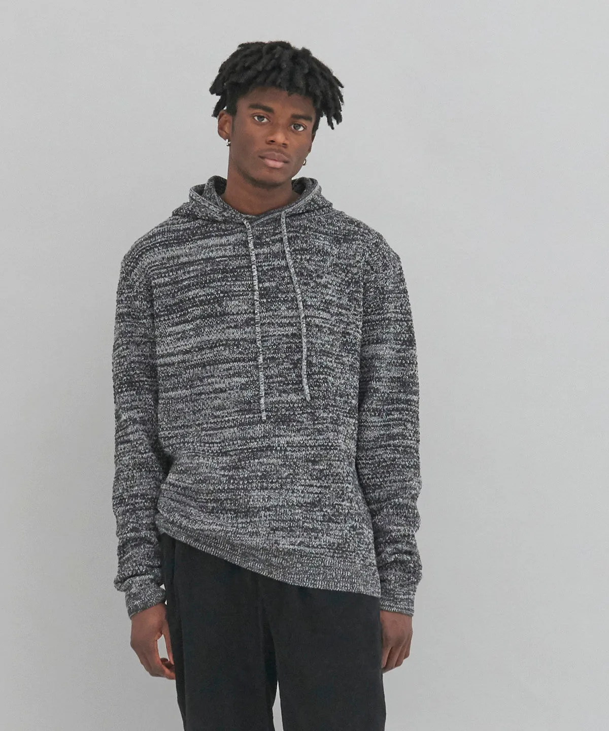 Iguazu regen knitted hoodie | Navy/Heather Grey