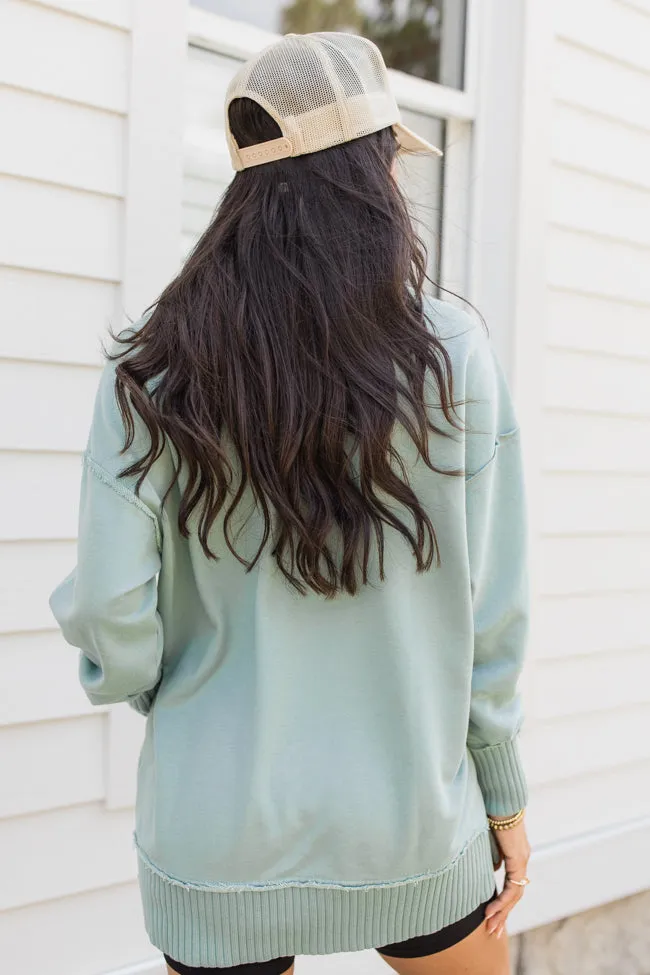 Just Go With It Olive Oversized Henley Pullover