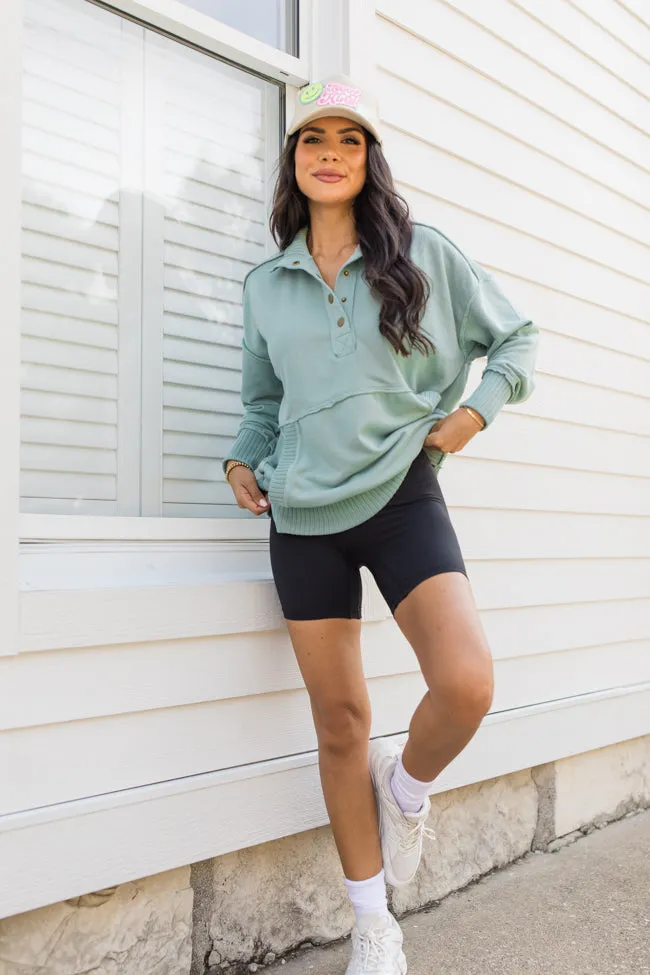 Just Go With It Olive Oversized Henley Pullover