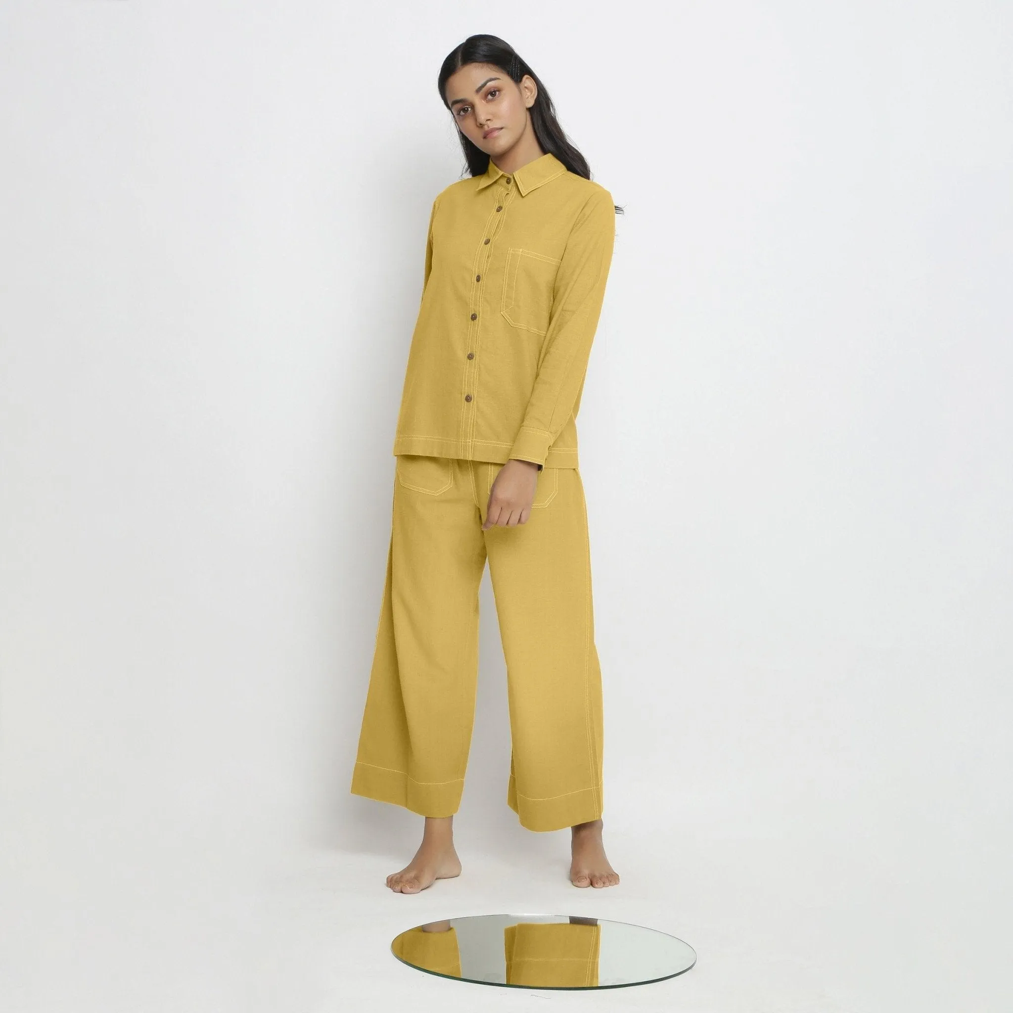 Light Yellow Handspun Cotton Button-Down Shirt