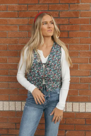 Lorretta Vest-Navy Floral