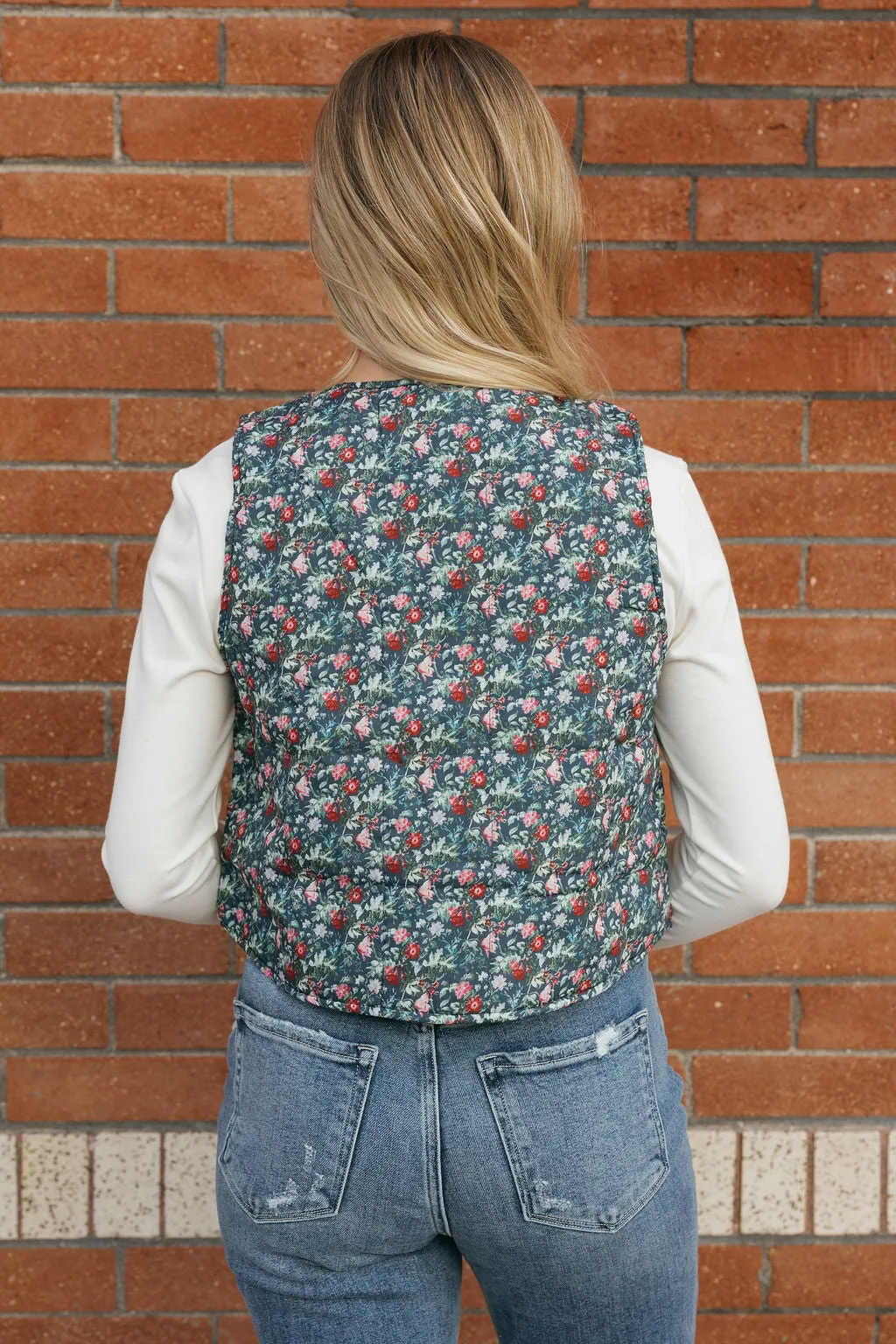 Lorretta Vest-Navy Floral