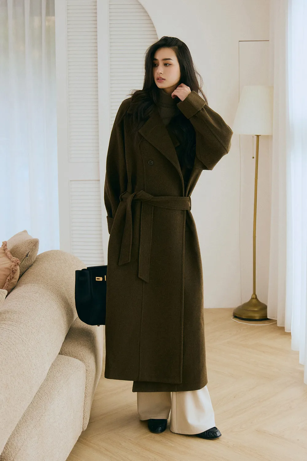 綁帶羊毛大衣<br>Chic Belted Wool Coat