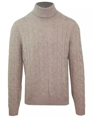 Malo Elegant Beige Wool-Cashmere Turtleneck Sweater