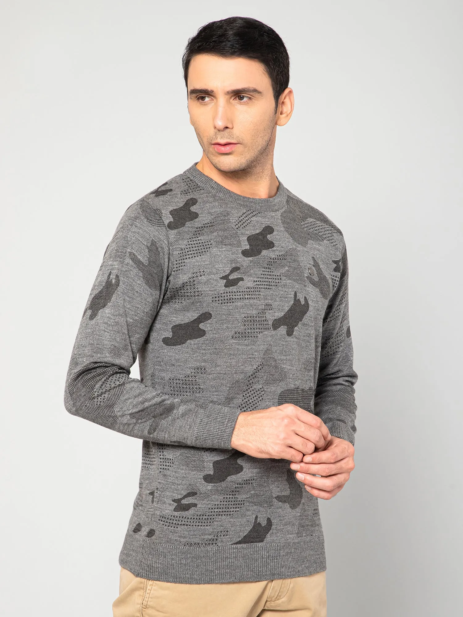 Men Anthra Melange Sweater