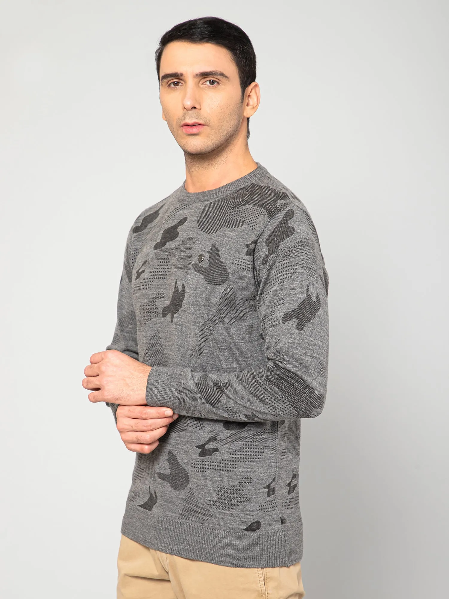 Men Anthra Melange Sweater