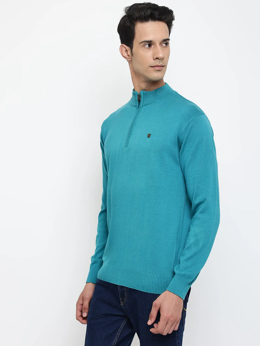 Men Sea Green Sweater