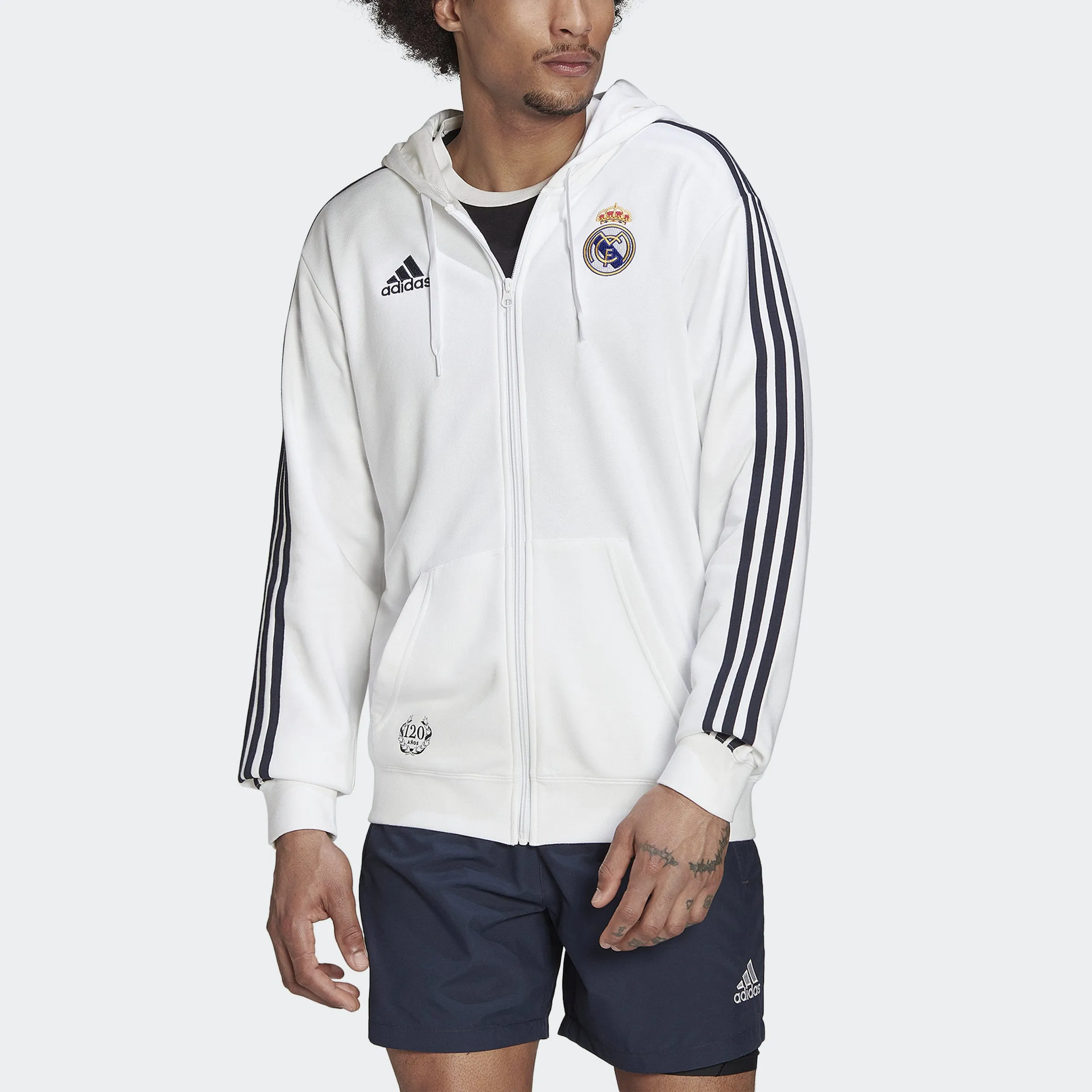 Men's adidas Real Madrid DNA 3-Stripes Full-Zip Hoodie