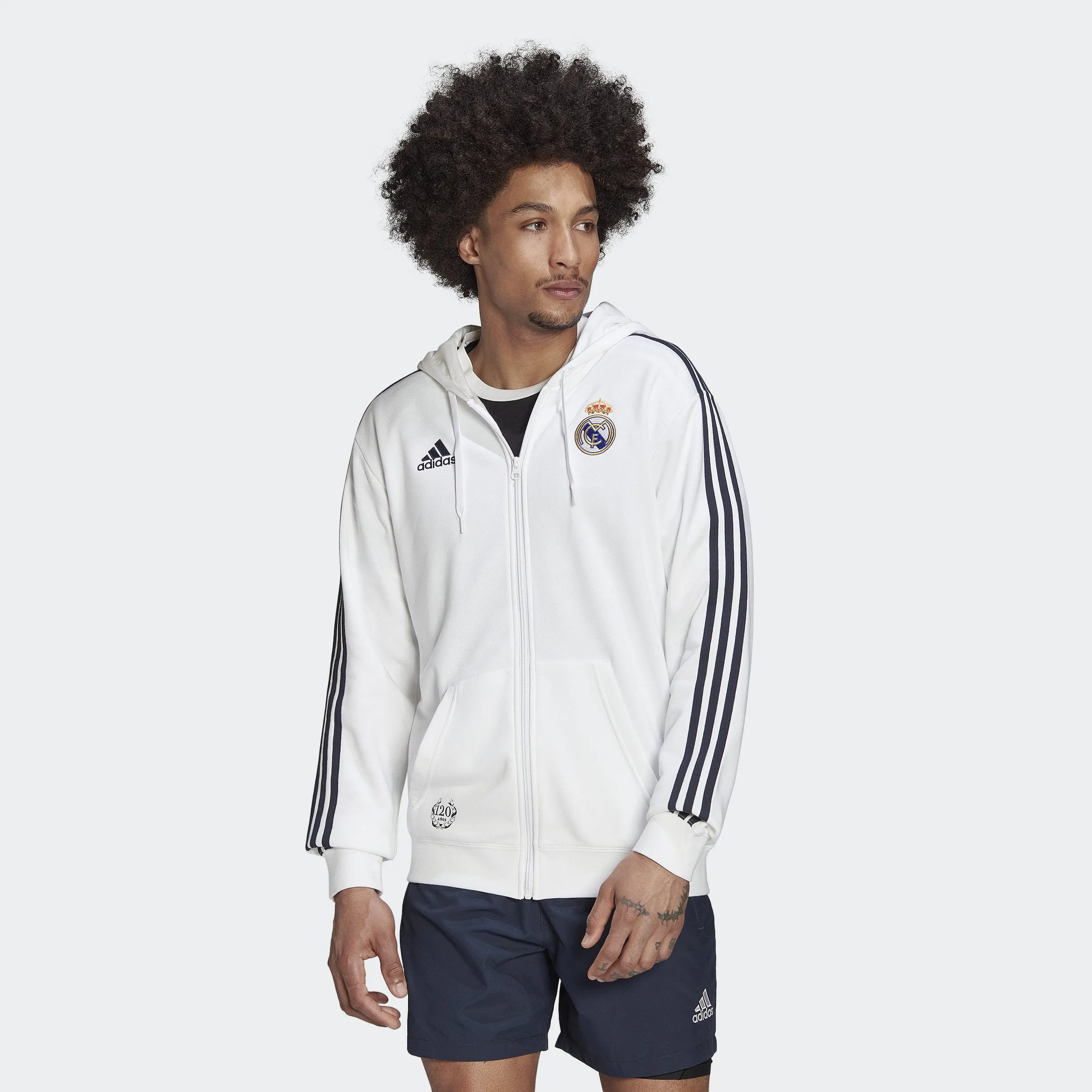 Men's adidas Real Madrid DNA 3-Stripes Full-Zip Hoodie