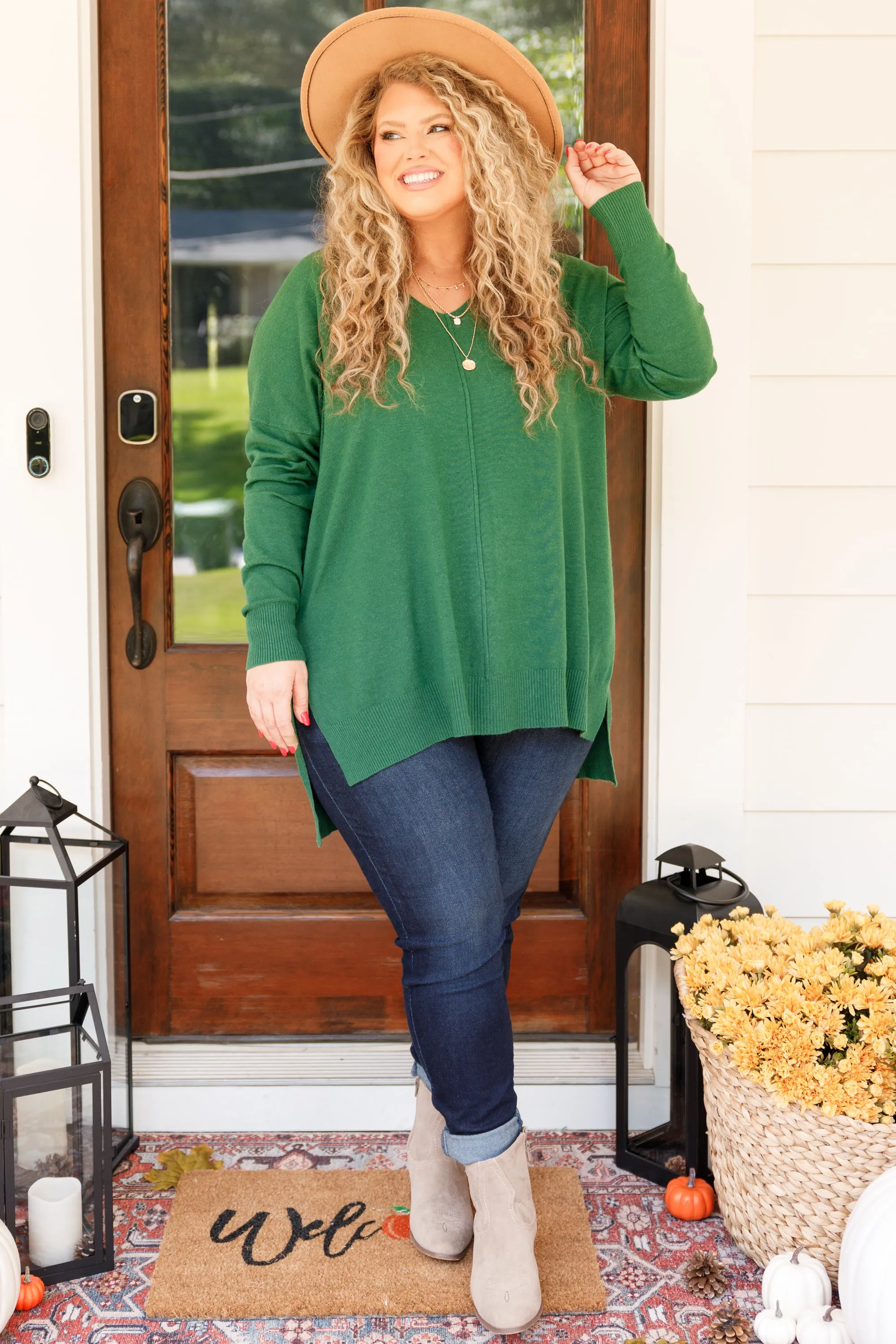 Miss Who I Was Sweater, Heather Dark Green