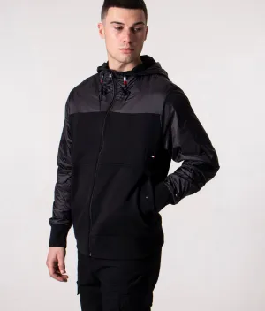 Mix Media Zip Through Hoody