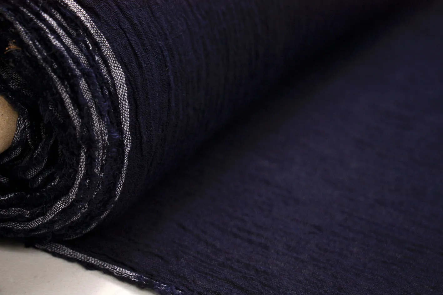 Navy Blue Crinkle Linen