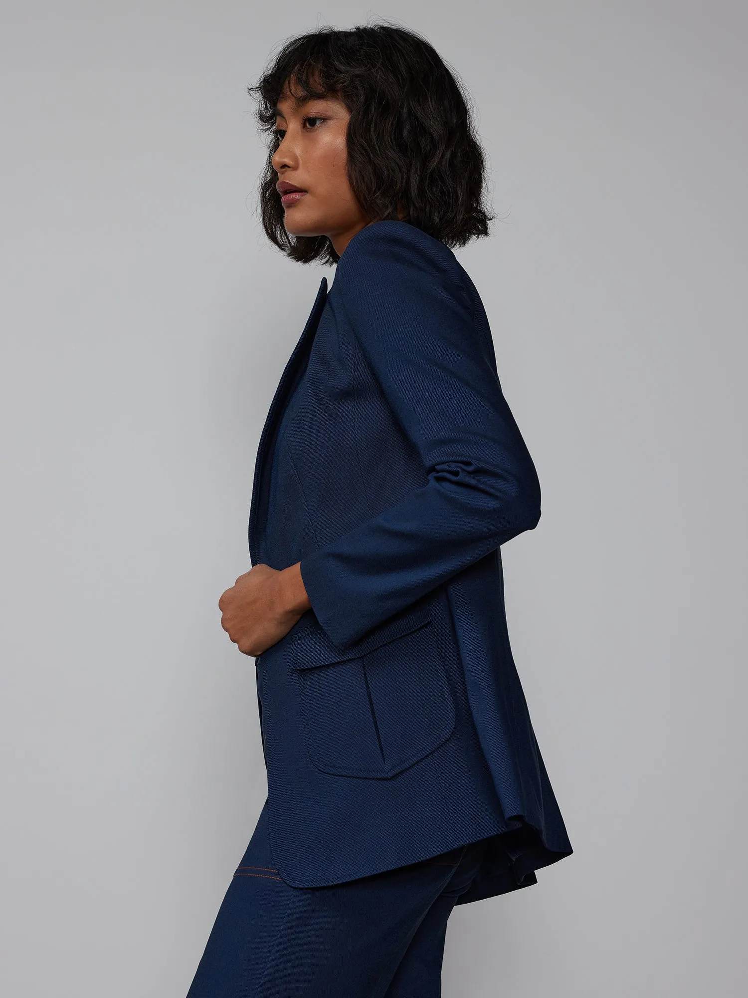 Petite Pleated Pocket Sculpted Blazer