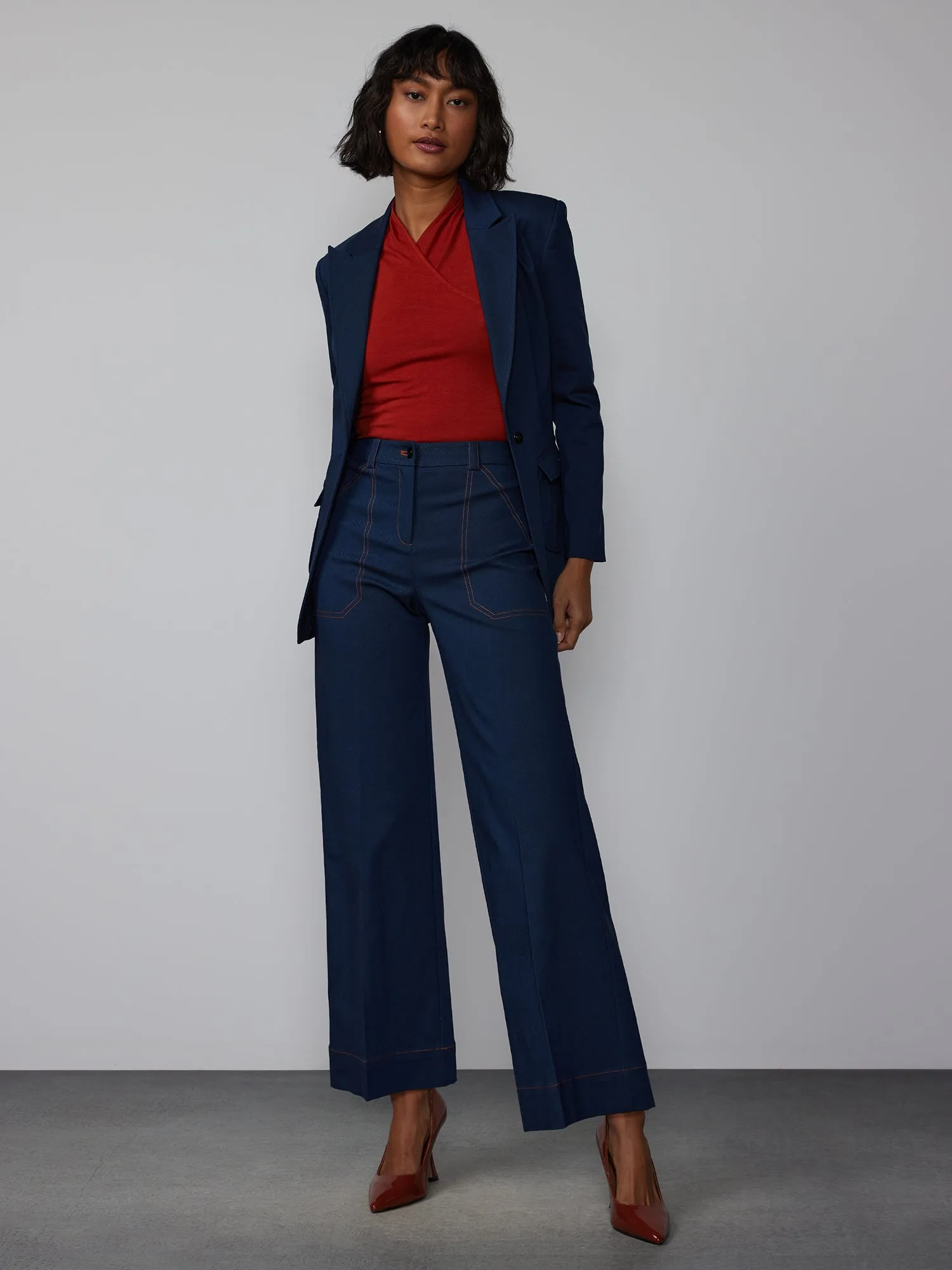 Petite Pleated Pocket Sculpted Blazer