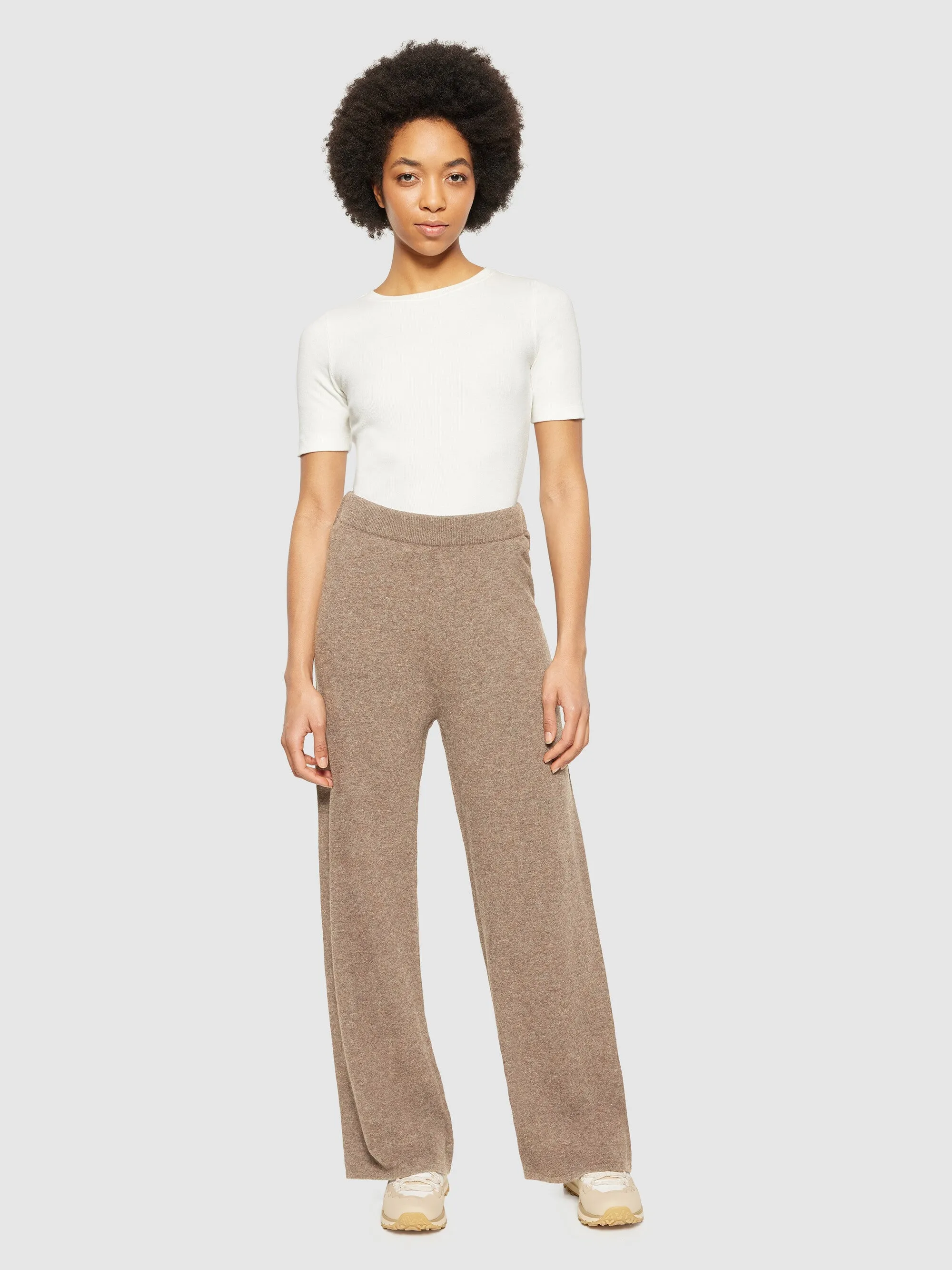 POSEY wide mid-rise knitted pants - RWS - Kelp melange