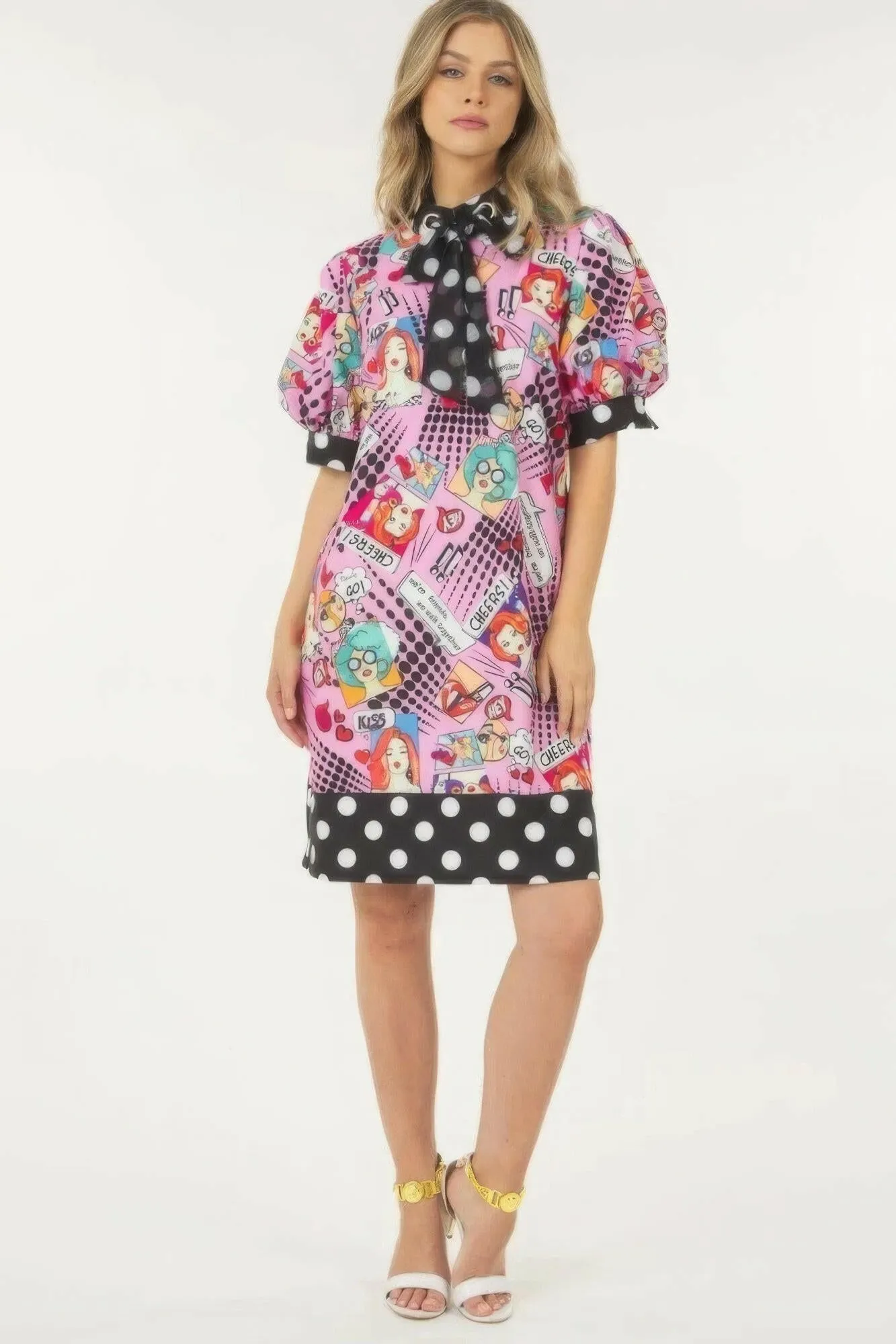 Print Midi Dress With Polka Dot Finish