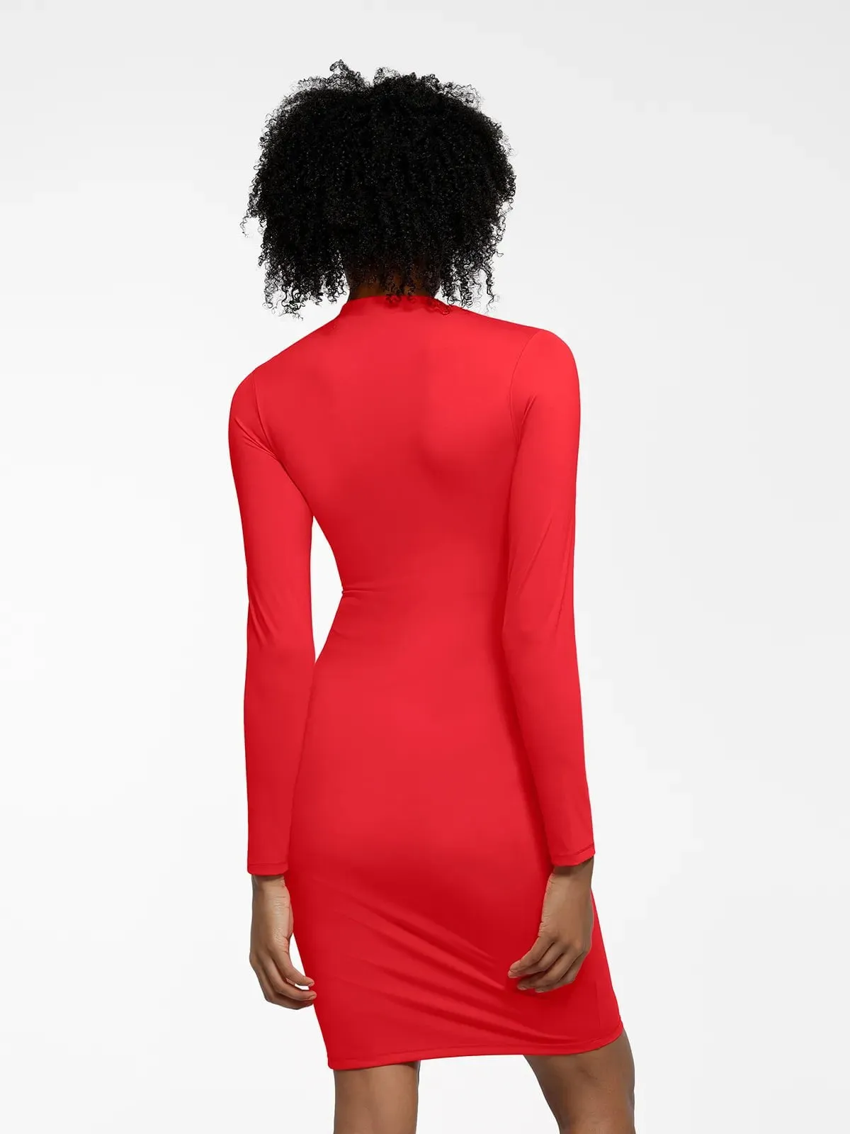 Redtag Thermal Shapewear Long Sleeve Mock Neck Midi Dress For Insiders