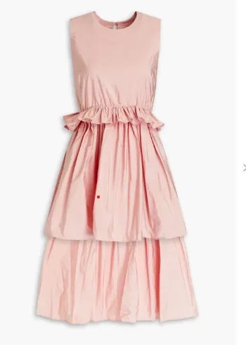 REDVALENTINO Asymmetric Ruffled Taffeta Dress