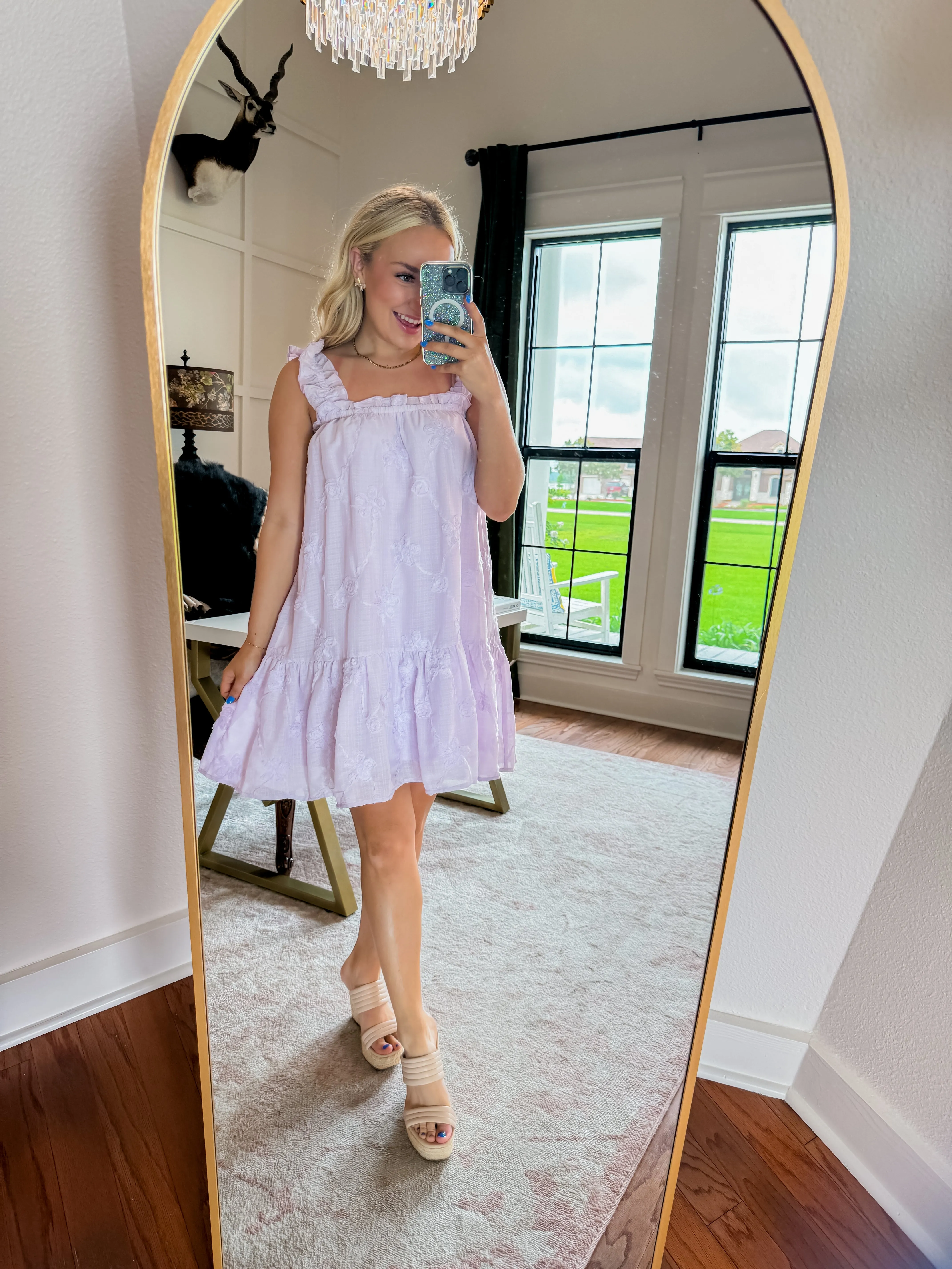 Ruffle Strap Dress in Lavender