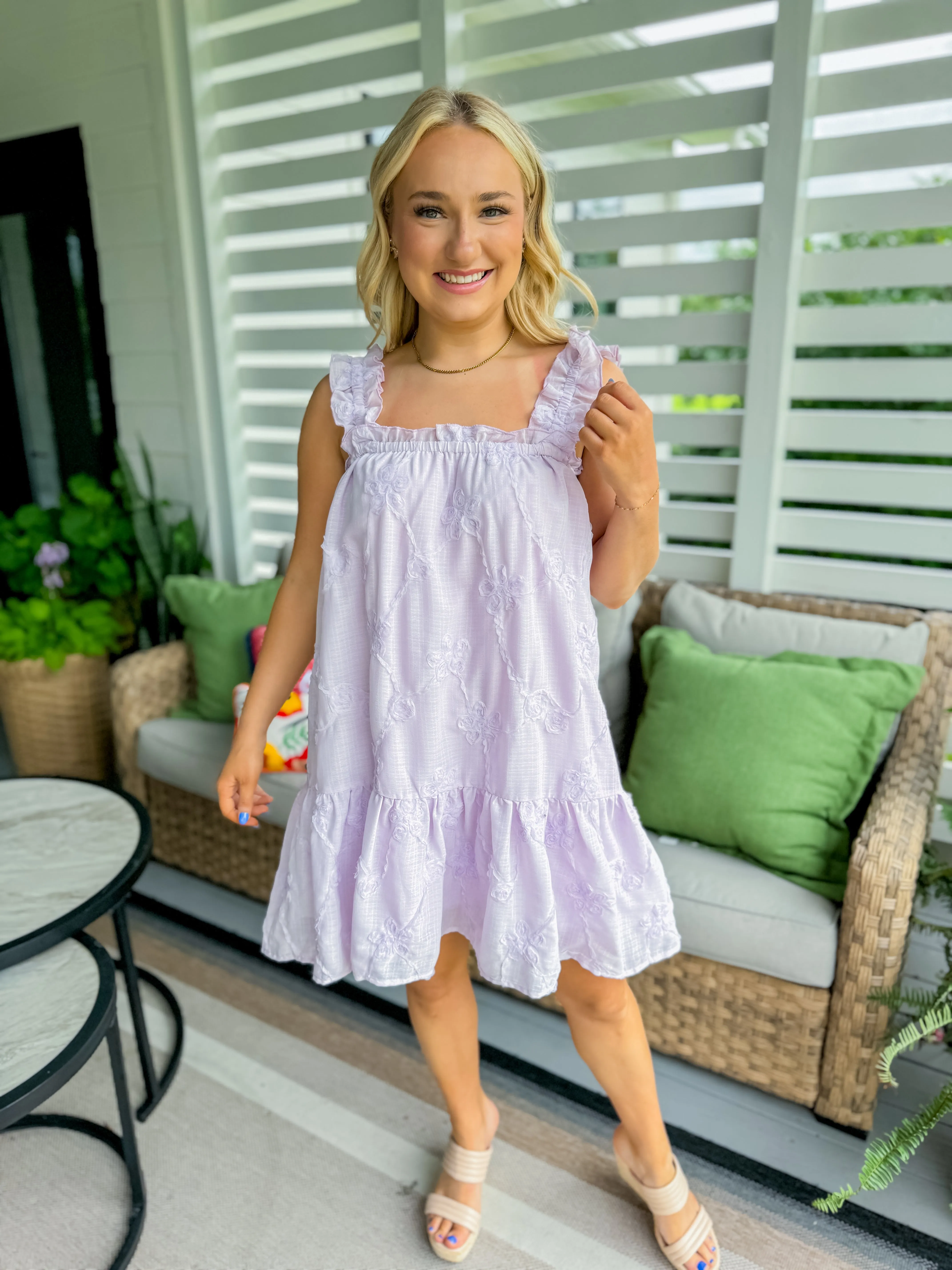 Ruffle Strap Dress in Lavender