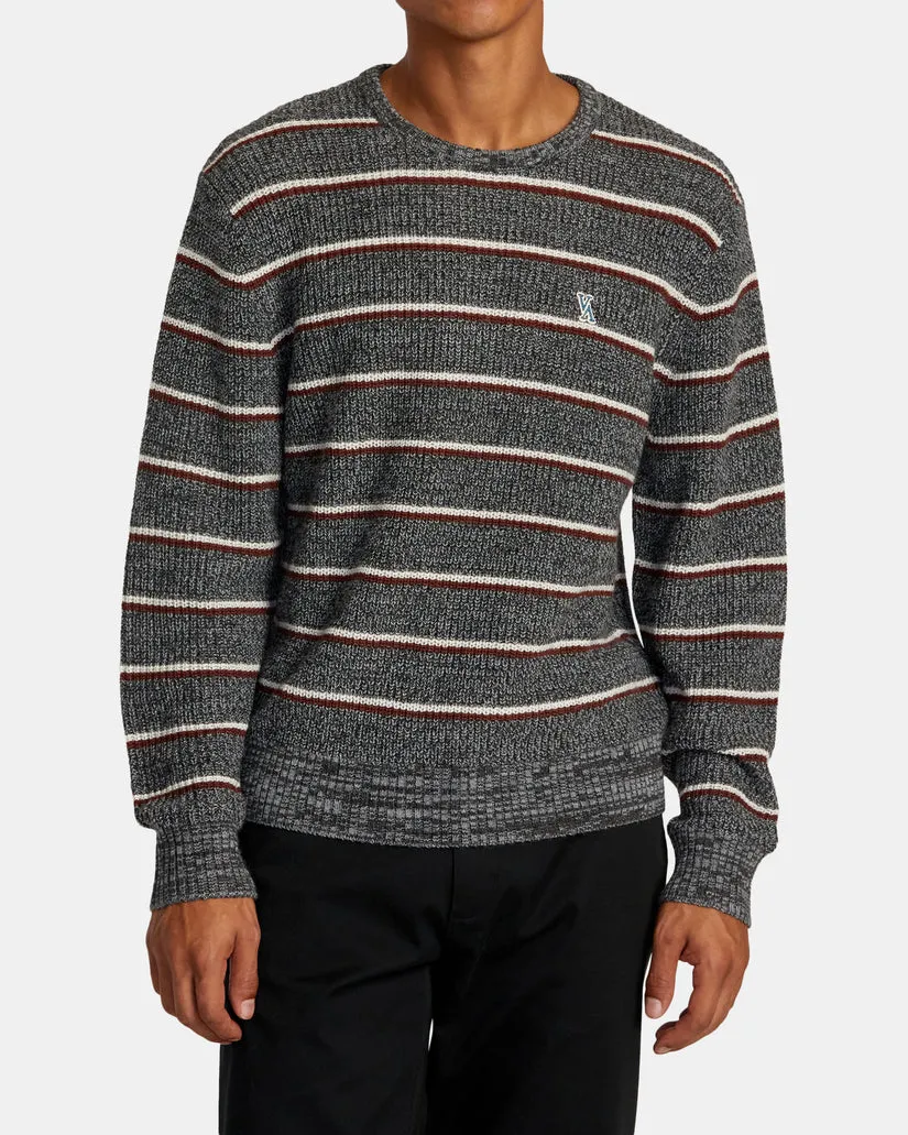 RVCA YALLA STRIPE SWEATER - GREY NOISE