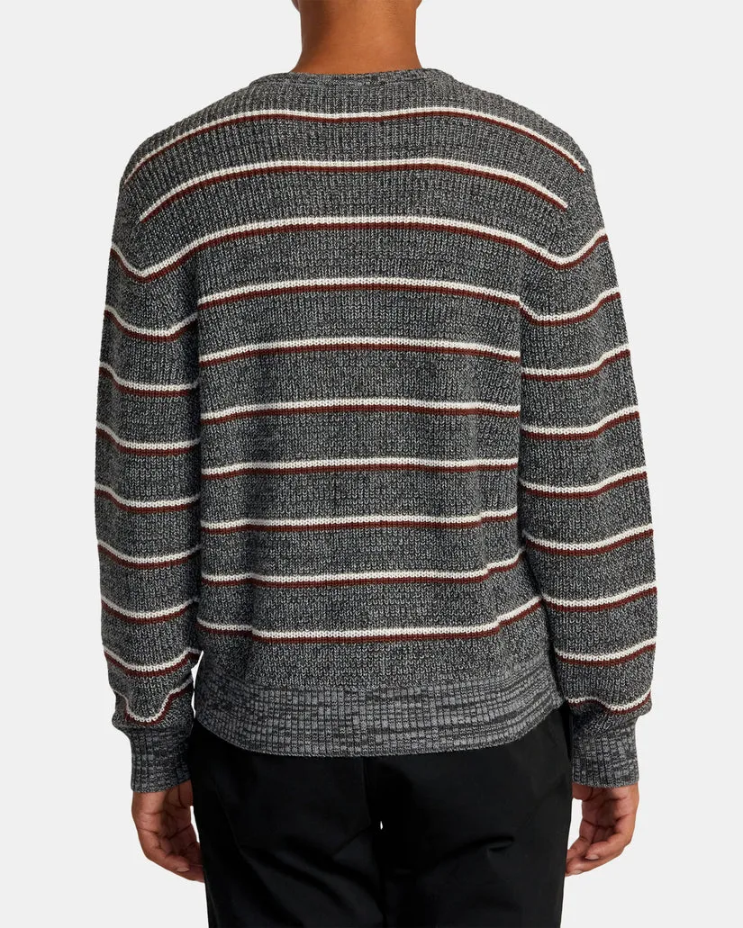 RVCA YALLA STRIPE SWEATER - GREY NOISE