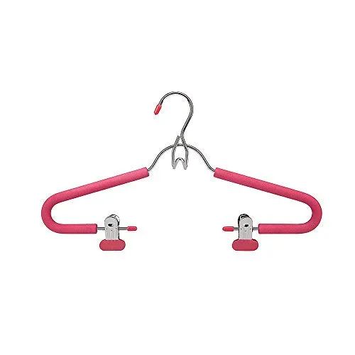 SANSHI Pink Stackable Pants Hangers Skirt Hanger With Adjustable Clips 3pcs