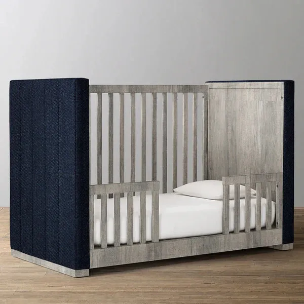 The Baby Atelier 100% Organic Upholstered Panel Crib Grey